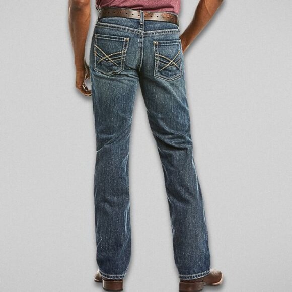 Ariat Arrowhead Deadrun Jeans Slim Straight Leg Five-Pockets Dark Wash M 40x32 - Picture 2 of 16